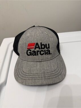 Abu Garcia Men's Gray & Black Mesh Back Trucker Hat with Red Logo